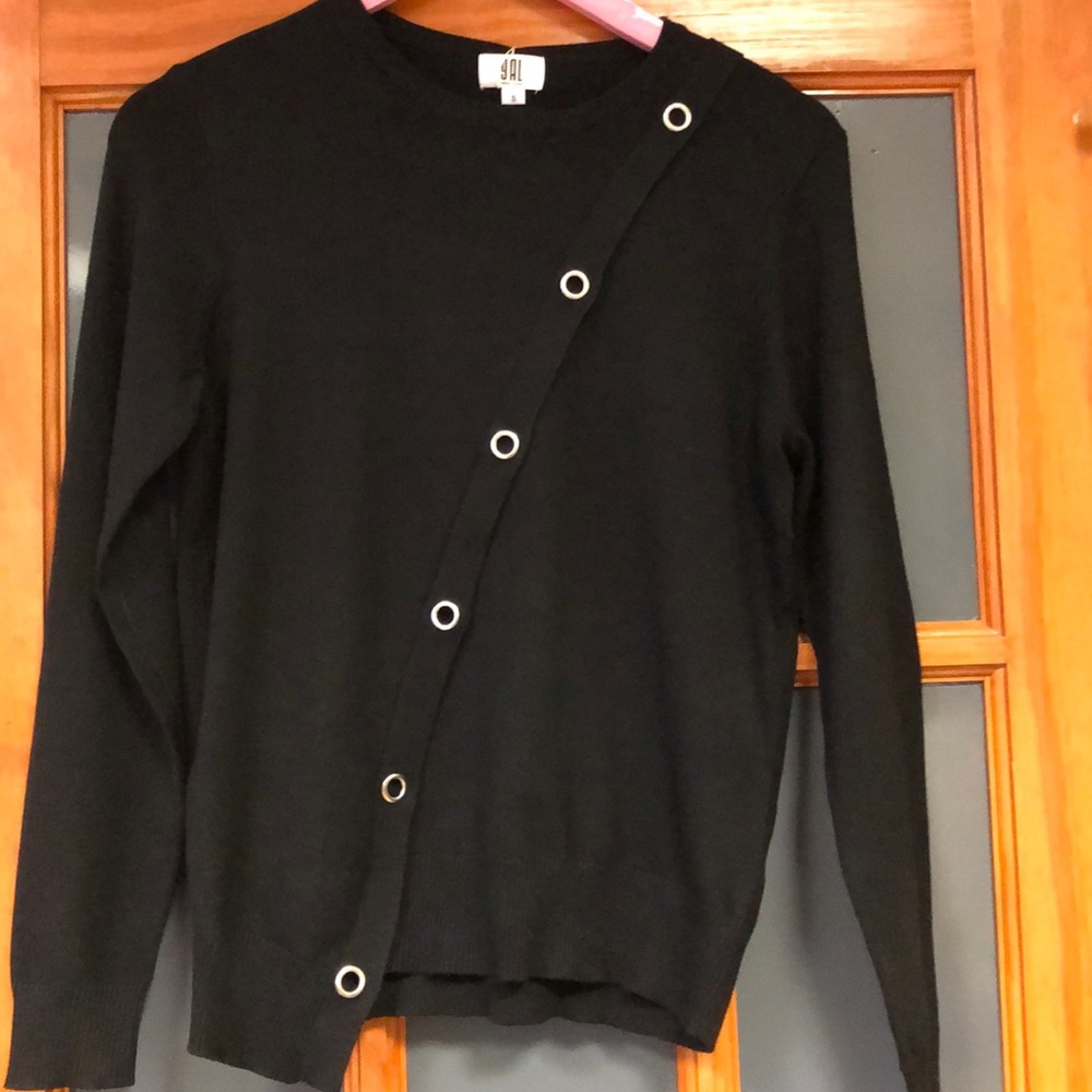 Asym button pullover